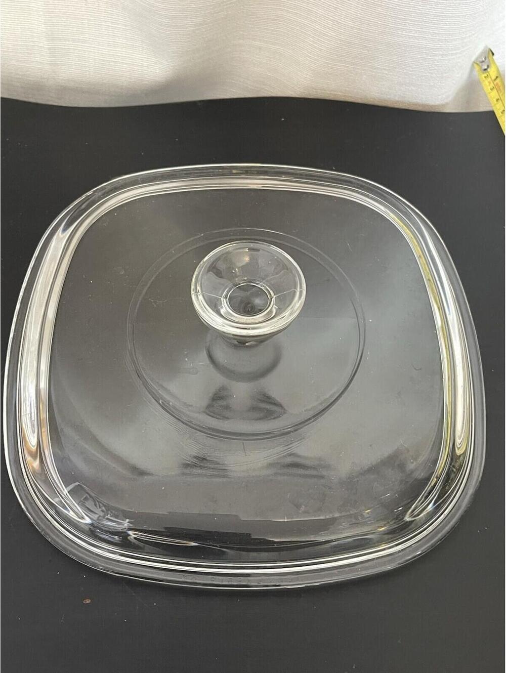 Replacement Pyrex Lid Clear Square Glass A9C 2” Round Knob Handle NICE!